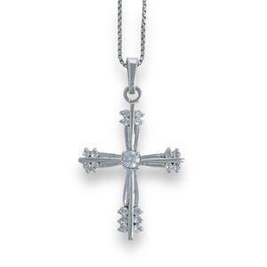 Cubic Zirconia Cross Pendant ONLY | Vintage RJ Sterling Silver 925